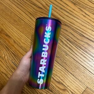 Rainbow thermal print metal 24oz venti tumbler nwt